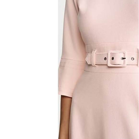 SHOSHANNA ODILA PETAL PINK CREPE FLARE SLEEVE BELTED DRESS SIZE 6 - Picture 5 of 16